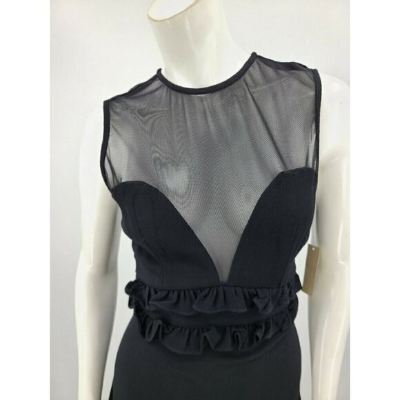 New Flynn Skye Serena Black Dress Womens M Keyhole Ruffle - Picture 4 of 9
